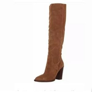 Dolce Vita Kylar Brown Suede Leather Knee-High Heeled Boots Women's Size 10